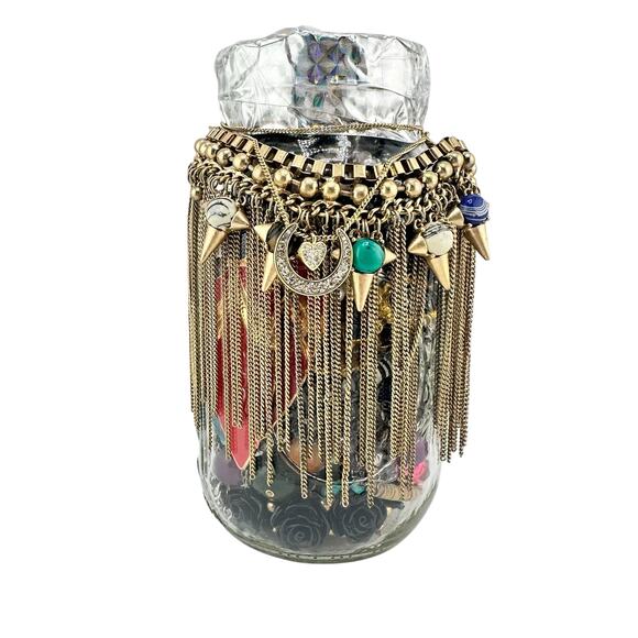 2lb 3oz Jewelry Jar Vintage to Modern Necklaces Bracelets Earrings Mixed Lot - Picture 1 of 8